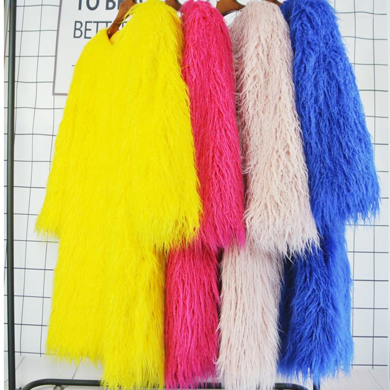 Women's Fur HJQJLJSL 2022 Winter Fashion Women Long Fluffy Colorful Mongolia Sheep Coat Female Bohemian Faux Jacket Outerwear, White
Women's Fur HJQJLJSL 2022 Winter Fashion Women Long Fluffy Colorful Mongolia Sheep Coat Female Bohemian Faux Jacket Outerwear, White
