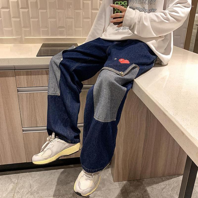 Men' Jeans Men Wide Leg Heart Pattern Patchwork Vintage Draping Zipper Denim Pants Trousers For Male Streetwear, Dark blue
Men' Jeans Men Wide Leg Heart Pattern Patchwork Vintage Draping Zipper Denim Pants Trousers For Male Streetwear, Dark blue