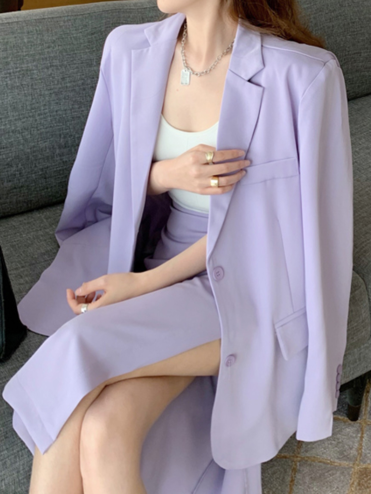 Two Piece Dress Women Casual Elegant Blazer Skirts Set Long Sleeve Jackets High Wasit Saya Two Pieces Suit Femme Fashion Business Formal Clothes 22100