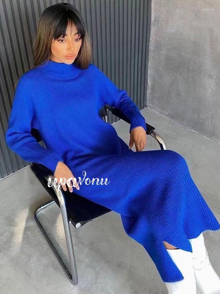 Casual Dresses Women' Blue Knit Sweater Dress 2022 Autumn Stand Collar Long Sleeve Loose Midi Party Vestidos
Casual Dresses Women' Blue Knit Sweater Dress 2022 Autumn Stand Collar Long Sleeve Loose Midi Party Vestidos