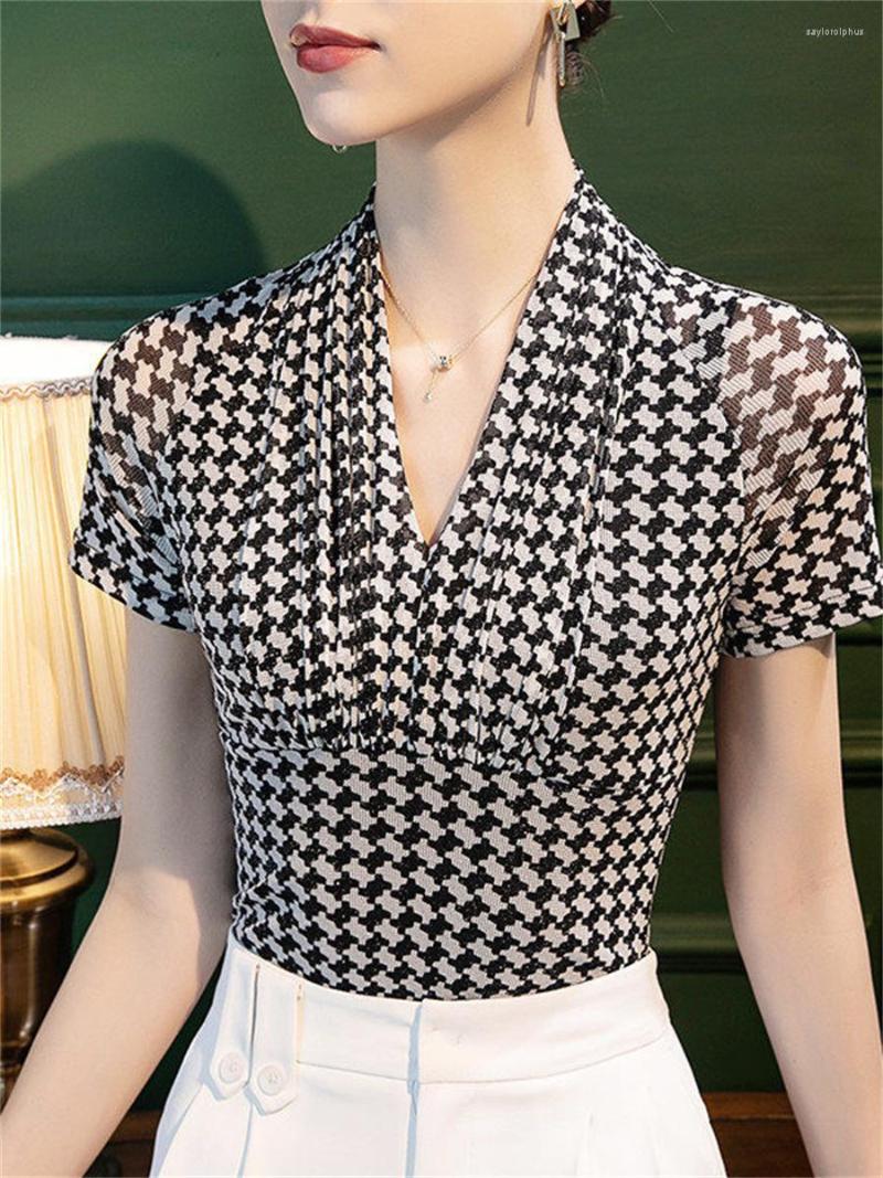 Women' Blouses Woman Summer Style Tops Lady Casual Short Sleeve V-Neck Plaid Printed Slim Blusas SP1603, Black
Women' Blouses Woman Summer Style Tops Lady Casual Short Sleeve V-Neck Plaid Printed Slim Blusas SP1603, Black
