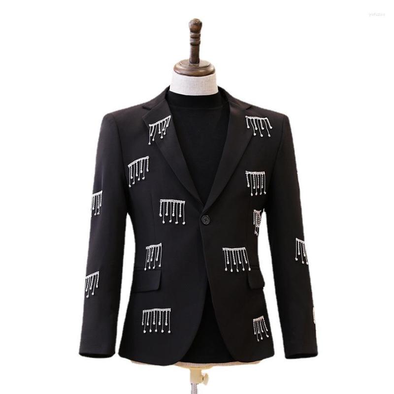 Men' Suits 99780 Tassel Water Brick Leisure Suit Coat Singer Host Banquet High-end Black Mens Blazer
Men' Suits 99780 Tassel Water Brick Leisure Suit Coat Singer Host Banquet High-end Black Mens Blazer
