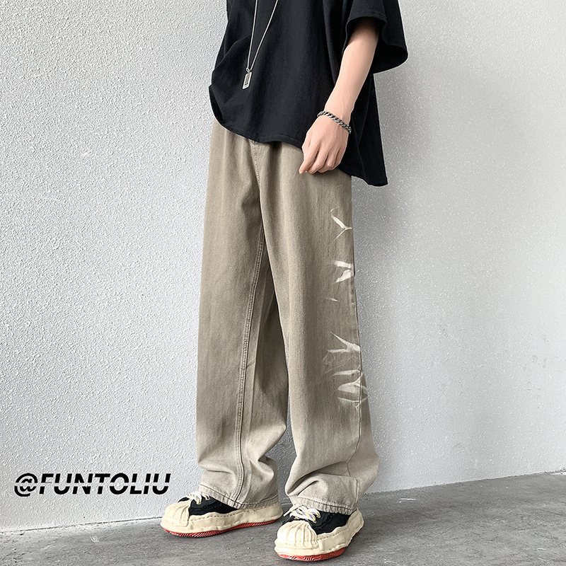 Men's Jeans Fashion Gradient Vintage Men Baggy Jeans Widelegged Pants High Street Hip Hop Casual Loose Denim Jeans Pantalon 221008