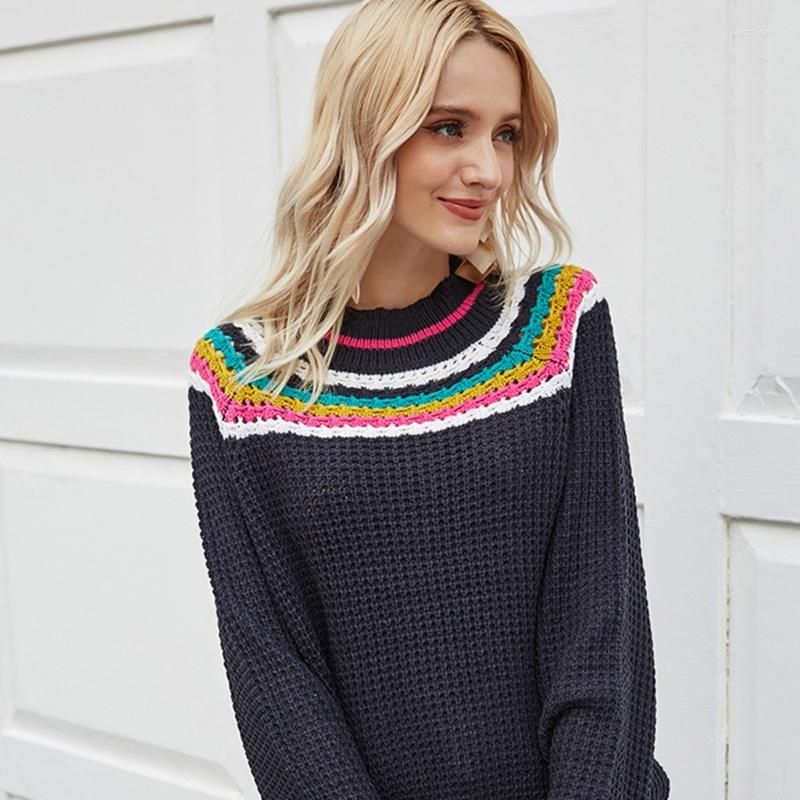 Women' Sweaters Women Chunky Knitted Sweater Ethnic Color Block Rainbow Stripes Pullover Tops Long Sleeve Round Neck Casual Loose Jumper, Black
Women' Sweaters Women Chunky Knitted Sweater Ethnic Color Block Rainbow Stripes Pullover Tops Long Sleeve Round Neck Casual Loose Jumper, Black