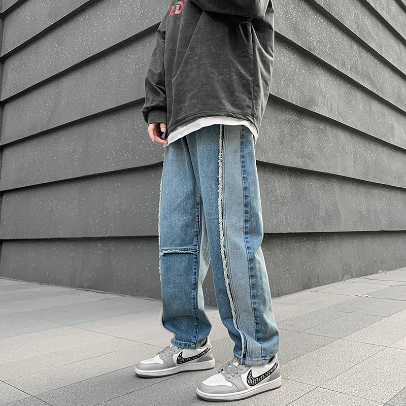 Men's Jeans Spring Summer Men Wide Leg Jeans Hip Hop Patchwork Casual Men's Baggy Denim Pants High Street Jean Pants Neutral Trousers 221008