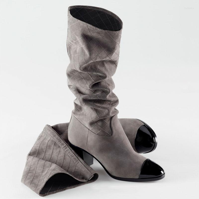 Boots Winter 2022 Women's Black Splicing Small Round Head 5.5cm Thick Heel Sleeve Rhombic Plaid Knee High, Gray
Boots Winter 2022 Women's Black Splicing Small Round Head 5.5cm Thick Heel Sleeve Rhombic Plaid Knee High, Gray