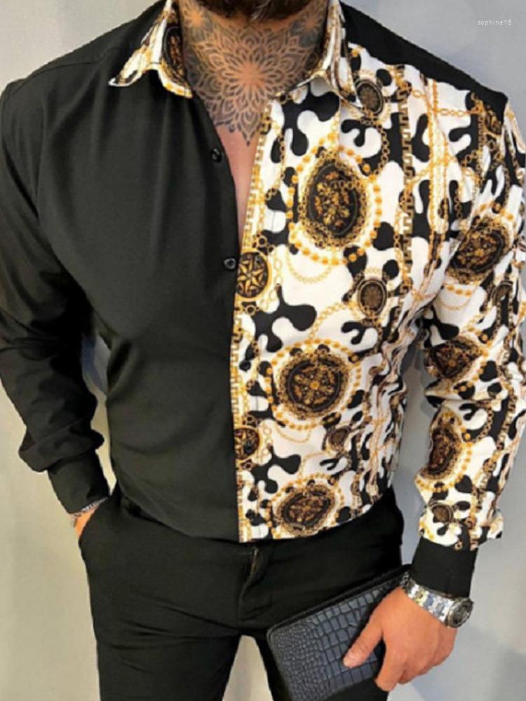 Men's Casual Shirts Spring Turn-down Collar Button Business Shirt Men Summer Chain Print Splicing T-shirts Retro Long Sleeve Male Tops, Milk black
Men's Casual Shirts Spring Turn-down Collar Button Business Shirt Men Summer Chain Print Splicing T-shirts Retro Long Sleeve Male Tops, Milk black
