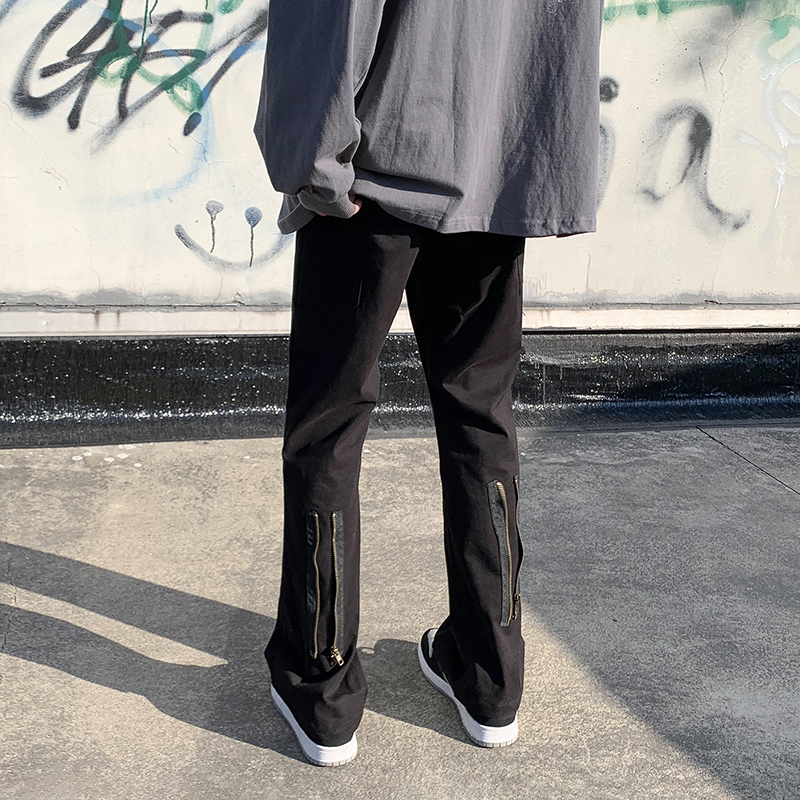 Men's Jeans Streetwear Jeans Spring Men Women Korean Fashion Loose Straight Pants Male Zipper Decor Clothing BlackWhiteCoffee 221008