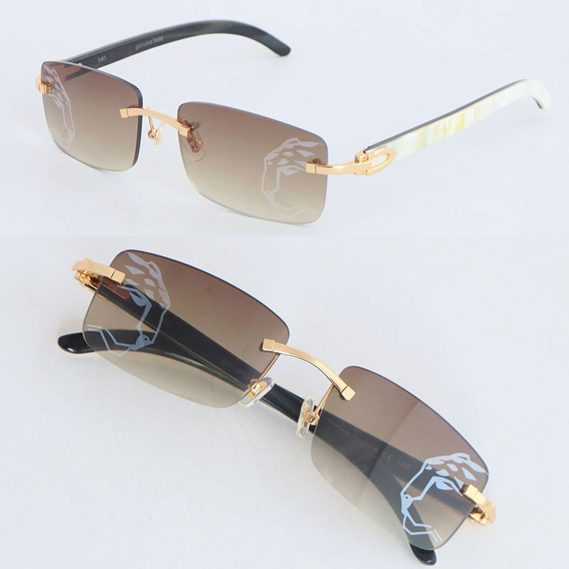 New Designer Model Leopard mirror lens Rimless Sunglasses Woman White Inside Black Buffalo Horn 8200757 18k Gold Womens Large Square Glasses Driving Unisex Size 58
New Designer Model Leopard mirror lens Rimless Sunglasses Woman White Inside Black Buffalo Horn 8200757 18k Gold Womens Large Square Glasses Driving Unisex Size 58