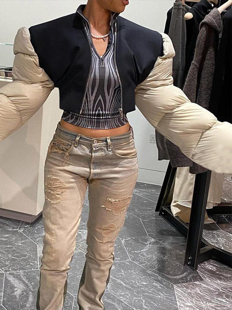 Women' Trench Coats Women Puffer Coat Black Contrast Thicken Splicing Flare Sleeve Clothing 2022 Fashion Warm Female Padded Jacket, Black cotton
Women' Trench Coats Women Puffer Coat Black Contrast Thicken Splicing Flare Sleeve Clothing 2022 Fashion Warm Female Padded Jacket, Black cotton