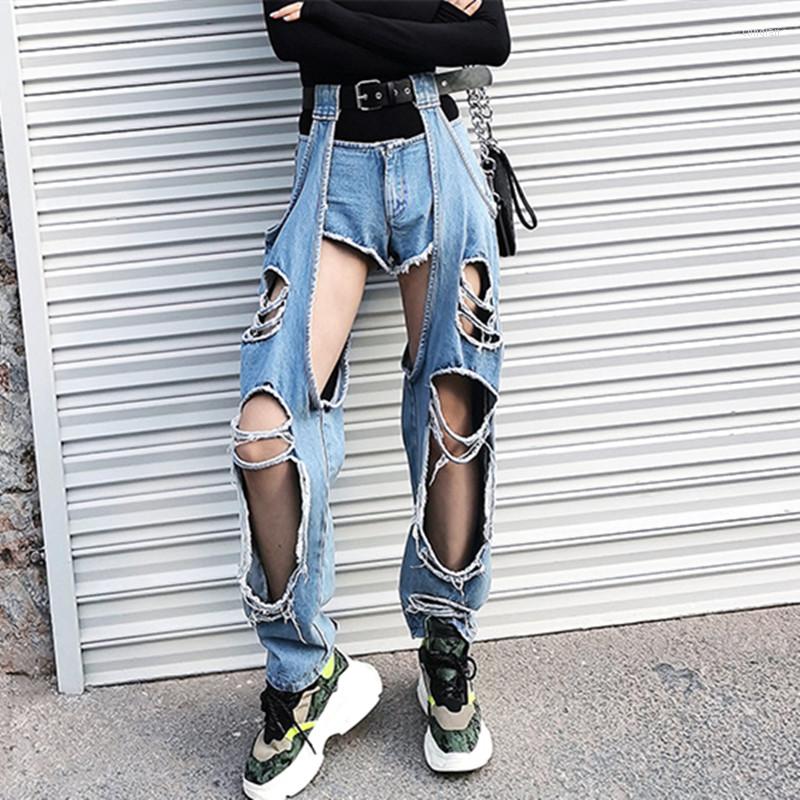 Women' Jeans High Street Hole Women Trousers Hip-hop Cotton Loose Retro Removable Womens Denim Pants With Belt, Blue
Women' Jeans High Street Hole Women Trousers Hip-hop Cotton Loose Retro Removable Womens Denim Pants With Belt, Blue