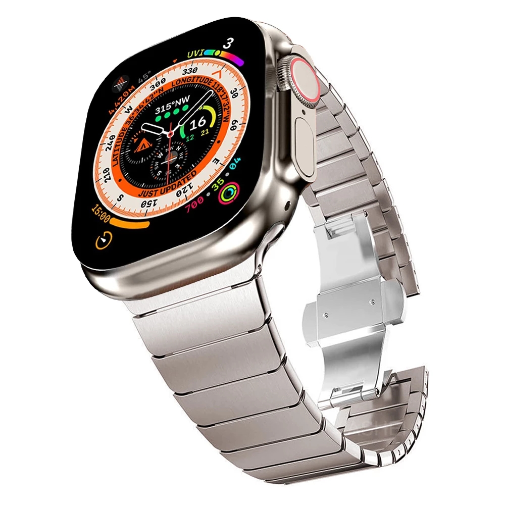 For iwatch Ultra 49mm Stainless Steel strap Apple Watch S10 46mm 9 8 41mm 45mm Band 42/44mm 38mm 40mm Link Bracelet metal Butterfly buckle iwatch Series 7 6 SE 5 4 3