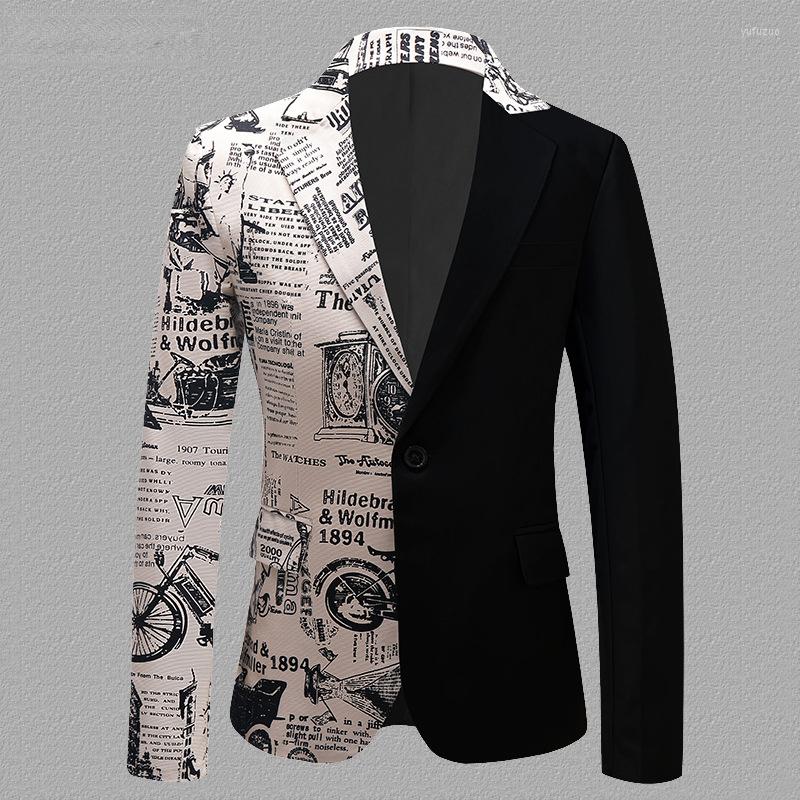 Men's Suits Fashion Spaper Pattern Patchwork Suit Jacket Men Brand One Button Notched Lapel Blazers Party Prom Casual Costume Homme, Pattern 1
Men's Suits Fashion Spaper Pattern Patchwork Suit Jacket Men Brand One Button Notched Lapel Blazers Party Prom Casual Costume Homme, Pattern 1