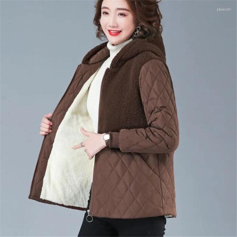 Women's Trench Coats Lamb Velvet Hooded Cotton Jacket For Women Padded Winter Loose Warm Outwear Stitching Parker Lambswool Coat, Black
Women's Trench Coats Lamb Velvet Hooded Cotton Jacket For Women Padded Winter Loose Warm Outwear Stitching Parker Lambswool Coat, Black