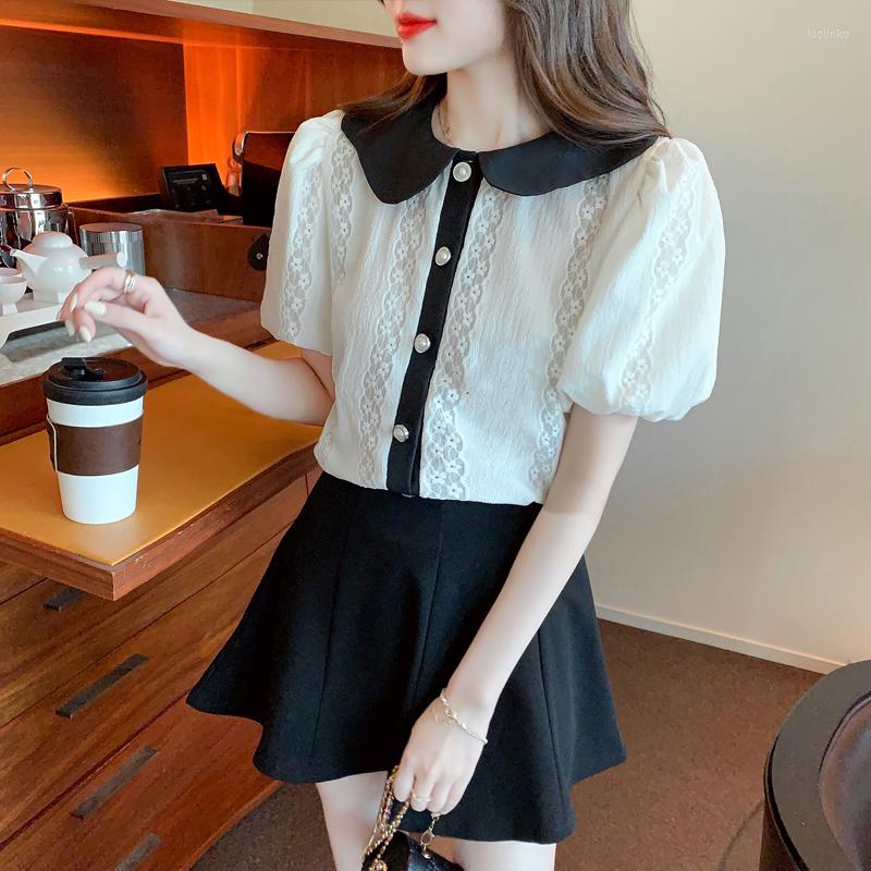 Women' Blouses Lace Splicing Shirt Chiffon Women' Blouse Summer Slim Fit Short Sleeve Casual Fashion Top Female 2022 Elegant Clothing, Beige
Women' Blouses Lace Splicing Shirt Chiffon Women' Blouse Summer Slim Fit Short Sleeve Casual Fashion Top Female 2022 Elegant Clothing, Beige