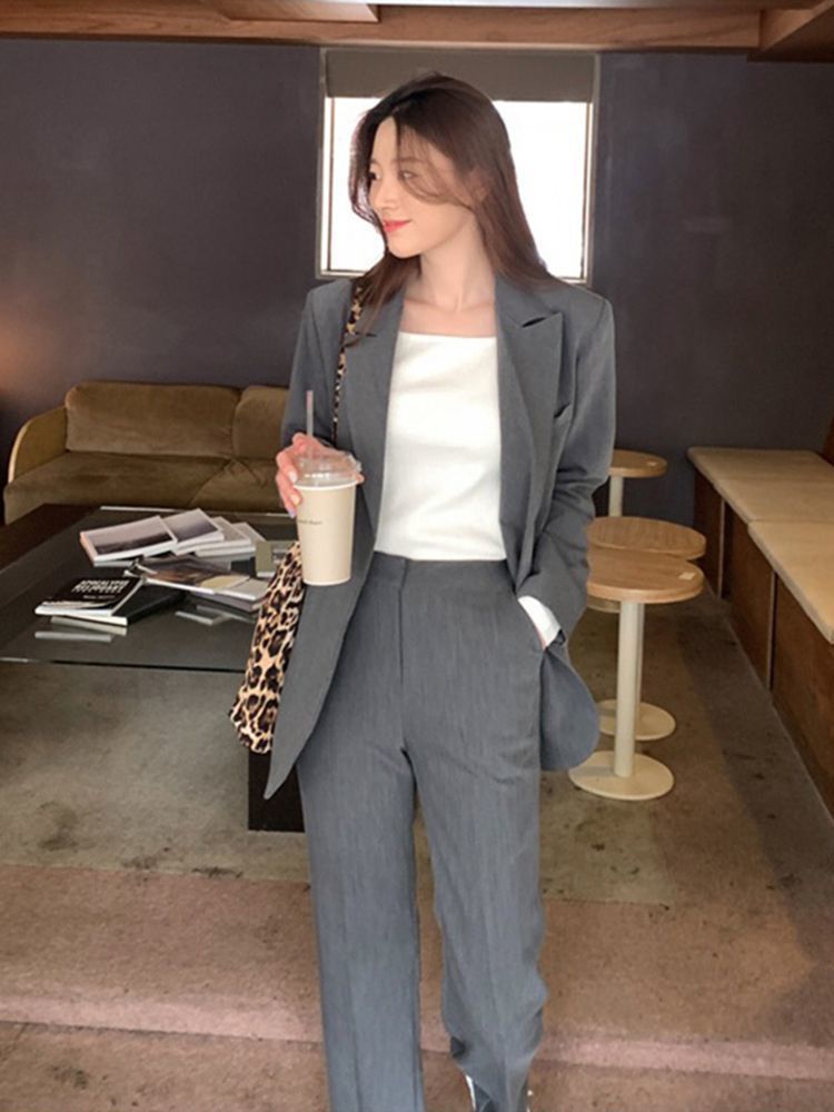 Women's Suits Blazers Spring Summer Set Woman 2 Pieces Blazer Pantsuit Jacket Female Slim Fashion Business Work Clothes 221008