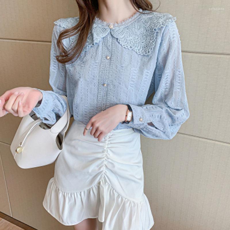 Women' Blouses Women Korean Fashion Casual Lace Blouse Sky Blue Long Sleeve Hollow Embroidery Loose Plus Size Elegant Shirt Office Lady
Women' Blouses Women Korean Fashion Casual Lace Blouse Sky Blue Long Sleeve Hollow Embroidery Loose Plus Size Elegant Shirt Office Lady