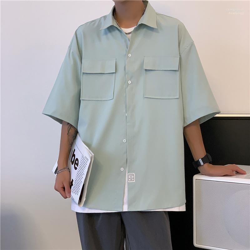 Men's Casual Shirts Men's Men Solid Pockets Harajuku Vintage 2022 Summer Mens Japanese Streetwear Button Up Male Short Sleeve Shirt, Black 
Men's Casual Shirts Men's Men Solid Pockets Harajuku Vintage 2022 Summer Mens Japanese Streetwear Button Up Male Short Sleeve Shirt, Black