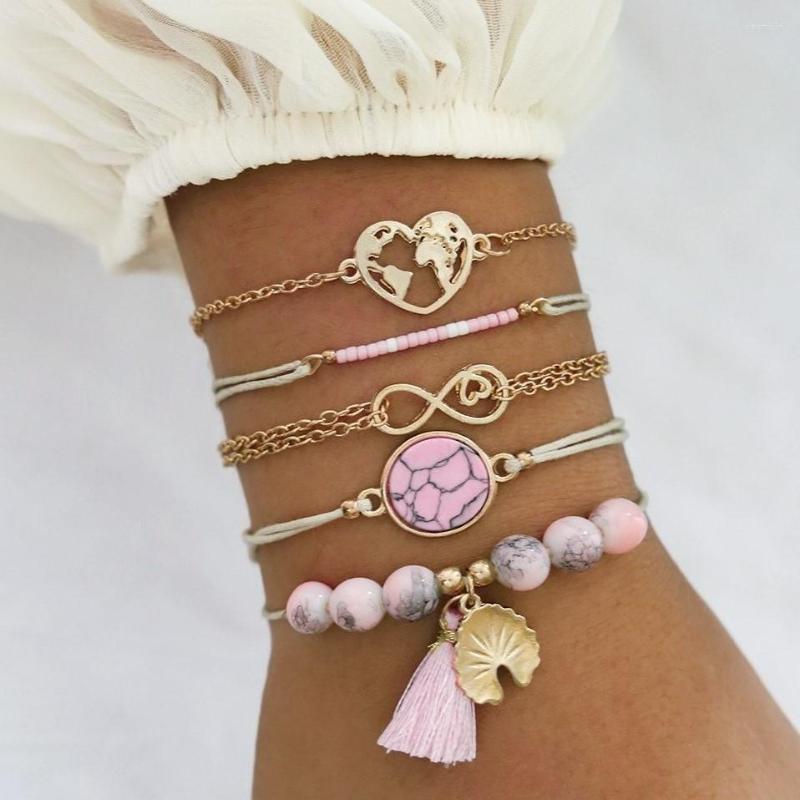 Charm Bracelets 5PCs Bohemia Pink Tassel Natural Stone Set Heart Map Bead Limit Symbol For Women Wrist Chain Jewelry
Charm Bracelets 5PCs Bohemia Pink Tassel Natural Stone Set Heart Map Bead Limit Symbol For Women Wrist Chain Jewelry