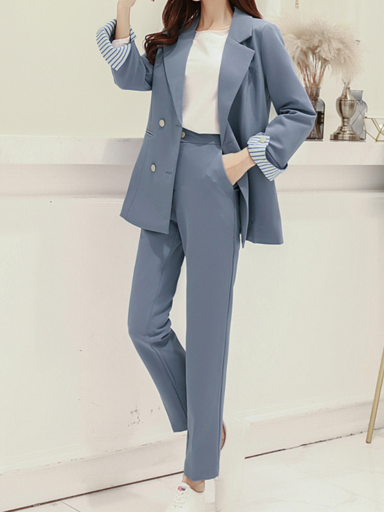 Women's Suits Blazers Women's Spring Elegant Trousers Suit Ladies Casual Business Blazer Pantsuit 2 Pieces Set Female Fashion Korean Clothes