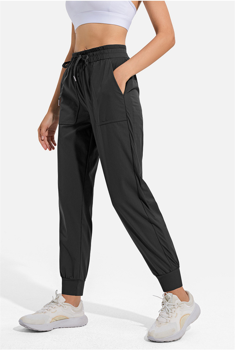 2025 Women Jogging Yoga Ninth Pants Pocket Fitness Leggings Soft High Waist Hip Lift Elastic Casual Pants Drawstring Legs Sweatpants