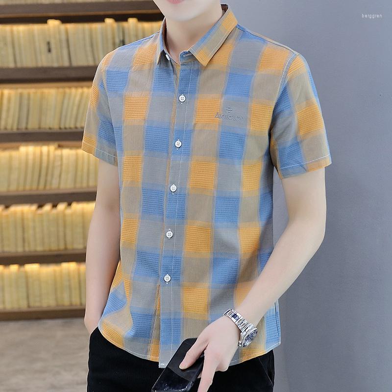 Men's Casual Shirts Fashion Streetwear Mens Plaid Shirt Short Sleeve Cotton High Quality Business Lapel Men Clothing 2022 E58, 254 ka 
Men's Casual Shirts Fashion Streetwear Mens Plaid Shirt Short Sleeve Cotton High Quality Business Lapel Men Clothing 2022 E58, 254 ka