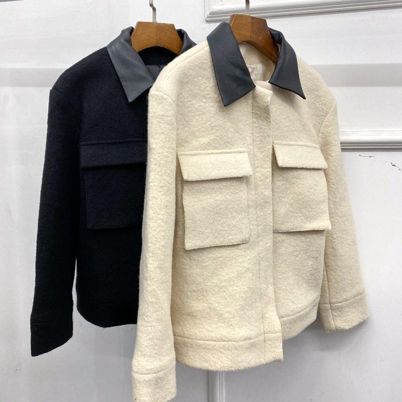 Women' Leather 2022 Autumn Winter Style Fashion Sheepskin Collar Double Pocket Warm Short Wool Jacket Women' Coat, Black
Women' Leather 2022 Autumn Winter Style Fashion Sheepskin Collar Double Pocket Warm Short Wool Jacket Women' Coat, Black