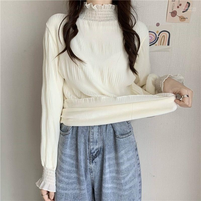 Women's Sweaters Women's Autumn And Winter Foreign Style Half High Collar Bottomed Shirt With Top 2022 Plush Long Sleeve Chic Lace, Black 
Women's Sweaters Women's Autumn And Winter Foreign Style Half High Collar Bottomed Shirt With Top 2022 Plush Long Sleeve Chic Lace, Black