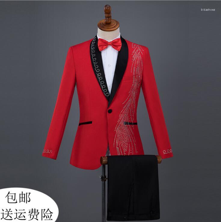 Men' Suits Diamond Blazer Men Groom Suit Set With Pants Mens Wedding Formal Dress Costume Singer Star Style Dance Stage Clothing White Red, Black
Men' Suits Diamond Blazer Men Groom Suit Set With Pants Mens Wedding Formal Dress Costume Singer Star Style Dance Stage Clothing White Red, Black