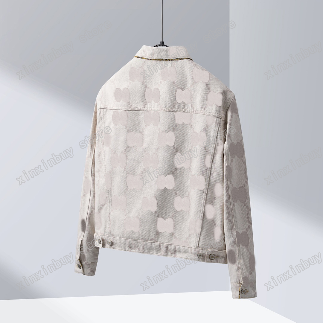 xinxinbuy Men designer Coat Jacket Denim Jacquard letters Panelled long sleeve women Apricot black khaki S-2XL