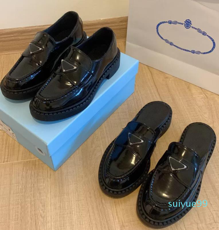 Designer Shoes Monolith Rubber Platform Women Sneakers Black Shiny Leather Slipper Chunky Round Head Sneaker Pointed Thick Bottom 2022
Designer Shoes Monolith Rubber Platform Women Sneakers Black Shiny Leather Slipper Chunky Round Head Sneaker Pointed Thick Bottom 2022