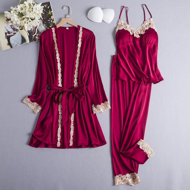 Women's Sleepwear Women's Silk Robe Set Night Tops Bottoms Bath Pajamas Women Pants Sexy Nightwear Lingerie Lounge Suit Lace Home, White
Women's Sleepwear Women's Silk Robe Set Night Tops Bottoms Bath Pajamas Women Pants Sexy Nightwear Lingerie Lounge Suit Lace Home, White