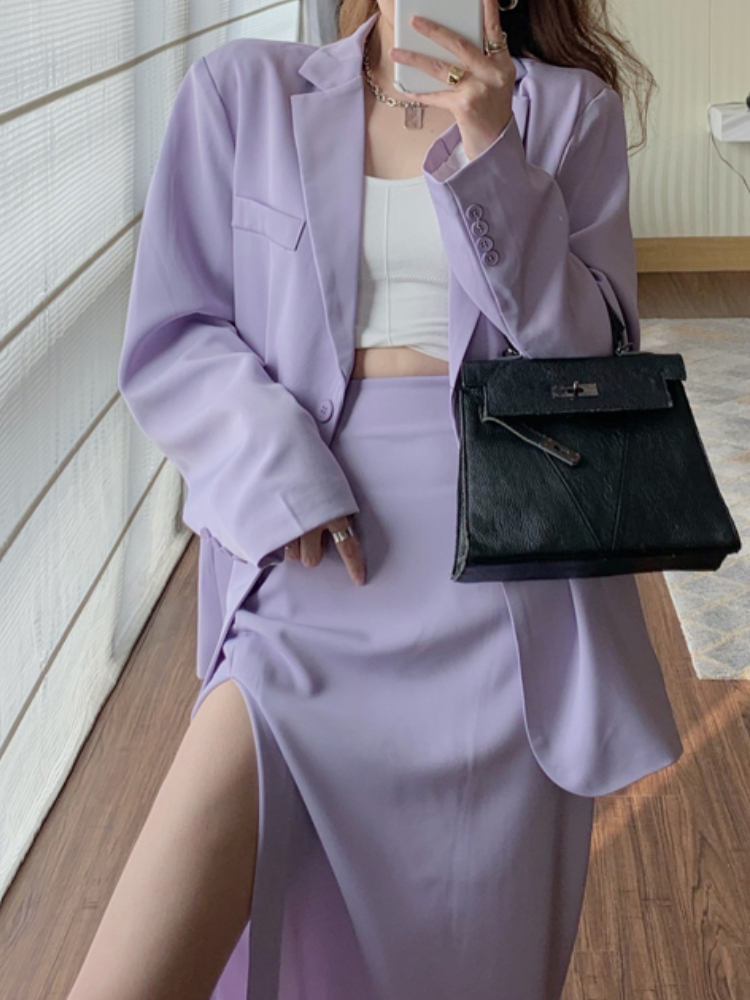 Two Piece Dress Women Casual Elegant Blazer Skirts Set Long Sleeve Jackets High Wasit Saya Two Pieces Suit Femme Fashion Business Formal Clothes 22100