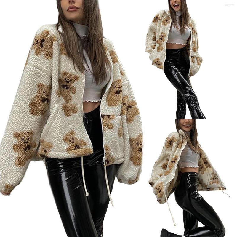 Women' Jackets Hirigin Fashion Women Cartoon Bear Print Coat Loose Fit Long Sleeve Lapel Neck Zip-up Tops For Spring Autumn Warm Jacket
Women' Jackets Hirigin Fashion Women Cartoon Bear Print Coat Loose Fit Long Sleeve Lapel Neck Zip-up Tops For Spring Autumn Warm Jacket