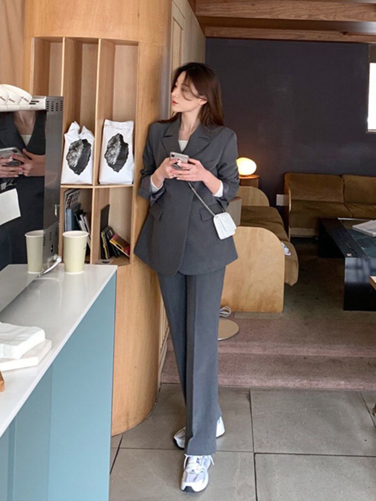 Women's Suits Blazers Spring Summer Set Woman 2 Pieces Blazer Pantsuit Jacket Female Slim Fashion Business Work Clothes 221008