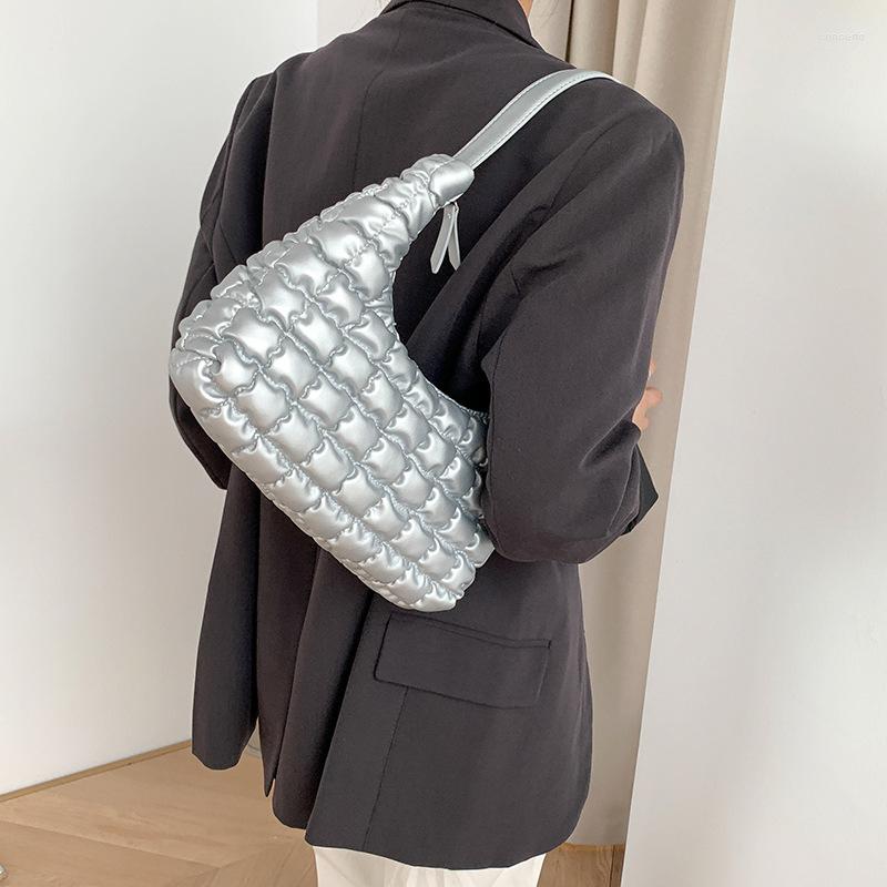 Evening Bags Fashion Ruched Quilted Hobos Women Shoulder Designer Padded Lady Handbags Luxury Pu Leather Down Cotton Underarm Bag 2022, Silver
Evening Bags Fashion Ruched Quilted Hobos Women Shoulder Designer Padded Lady Handbags Luxury Pu Leather Down Cotton Underarm Bag 2022, Silver