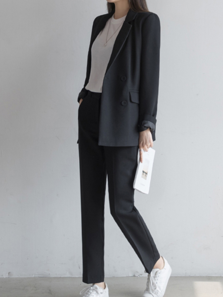 Women's Suits Blazers Spring Women's Business Trousers Two Pieces Set Office Ladies Elegant Blazer Pantsuit Female Fashion Korean Work Cloth