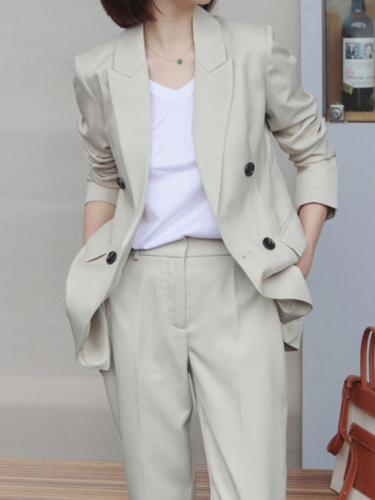 Women's Suits Blazers Autumn Office Blazer Pantsuit 2 Pieces Set Women Elegant Professional Jacket Coat Pencil Trousers Suit Female Fashion Cloth