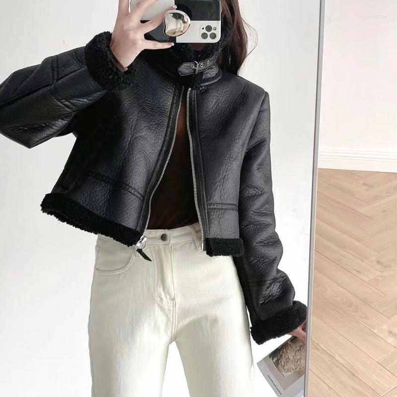 Women's Fur Women Fashion Thick Warm Winter Faux Leather Cropped Jacket Coat Vintage Long Sleeve Female Y1335, Black
Women's Fur Women Fashion Thick Warm Winter Faux Leather Cropped Jacket Coat Vintage Long Sleeve Female Y1335, Black