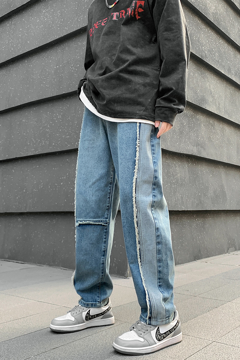 Men's Jeans Spring Summer Men Wide Leg Jeans Hip Hop Patchwork Casual Men's Baggy Denim Pants High Street Jean Pants Neutral Trousers 221008