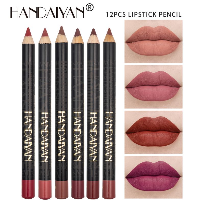 Pcs/Lot Pencil Lipstick Long-Lasting Waterproof 2 12 Colors Saturated Matte Lip Er