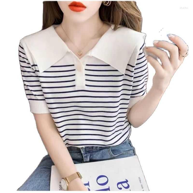 Women's Sweaters Women's Striped Ice Knit Woman 2022 Summer Thin Style Age-reducing Baby Collar Short Sleeve T-shirt Top Casual, Black
Women's Sweaters Women's Striped Ice Knit Woman 2022 Summer Thin Style Age-reducing Baby Collar Short Sleeve T-shirt Top Casual, Black