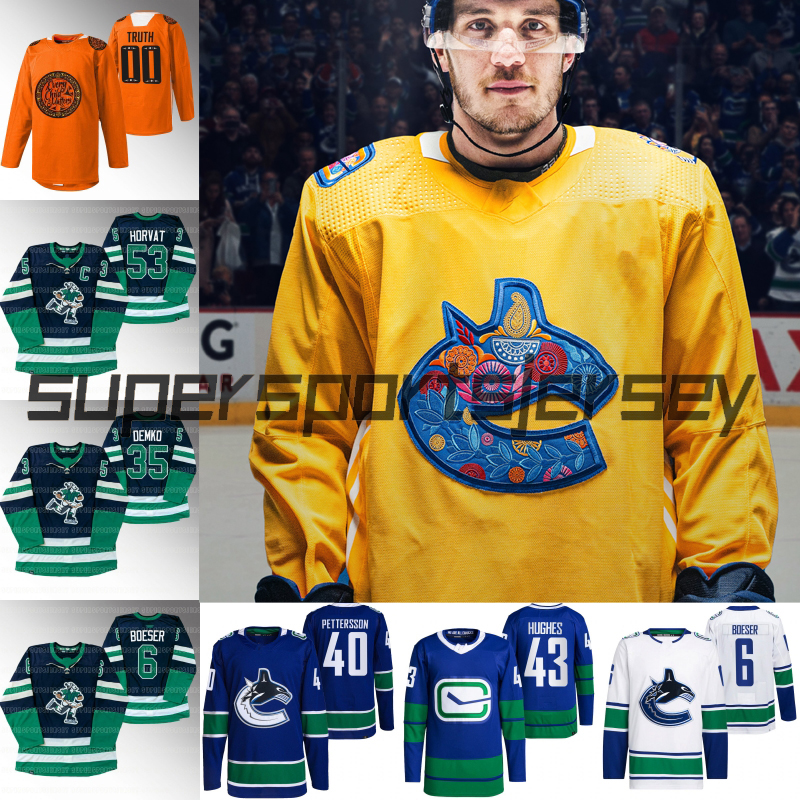 Hockey Jerseys 2022 Reverse Retro J.T. Miller Elias Pettersson Quinn Hughes Conor Garland Bo Horvat Brock Boeser National Day for Truth, Beige
Hockey Jerseys 2022 Reverse Retro J.T. Miller Elias Pettersson Quinn Hughes Conor Garland Bo Horvat Brock Boeser National Day for Truth, Beige