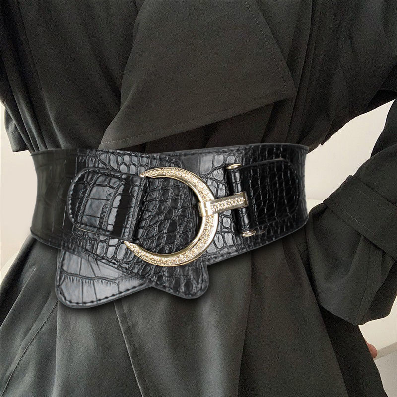 European and American fashion women's belt decoration versatile personality elastic waist cover wide punk style black waist belts, As picture
European and American fashion women's belt decoration versatile personality elastic waist cover wide punk style black waist belts, As picture