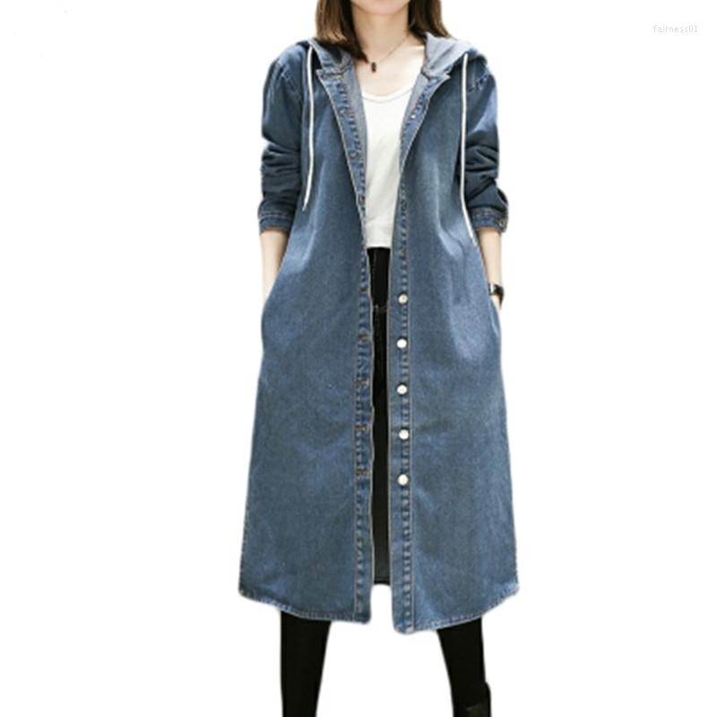 Women's Trench Coats -5XL Denim Jacket Long Ladies Single Breasted Hooded Loose Women Outerwear, Blue
Women's Trench Coats -5XL Denim Jacket Long Ladies Single Breasted Hooded Loose Women Outerwear, Blue