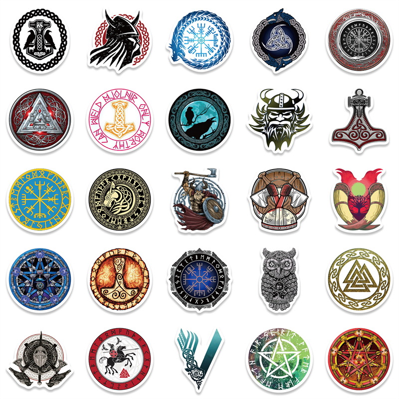 50Pcs Mysterious Viking Totem sticker Pirates Graffiti Stickers for DIY Luggage Laptop Skateboard Motorcycle Bicycle Stickers