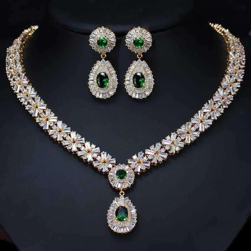 Earrings Necklace Champagne Gold Bridal Wedding Jewelry Set Eco-friendly Copper Inlaid Red Green Blue Zircon 2Pcs Sets For Women, As pic
Earrings Necklace Champagne Gold Bridal Wedding Jewelry Set Eco-friendly Copper Inlaid Red Green Blue Zircon 2Pcs Sets For Women, As pic