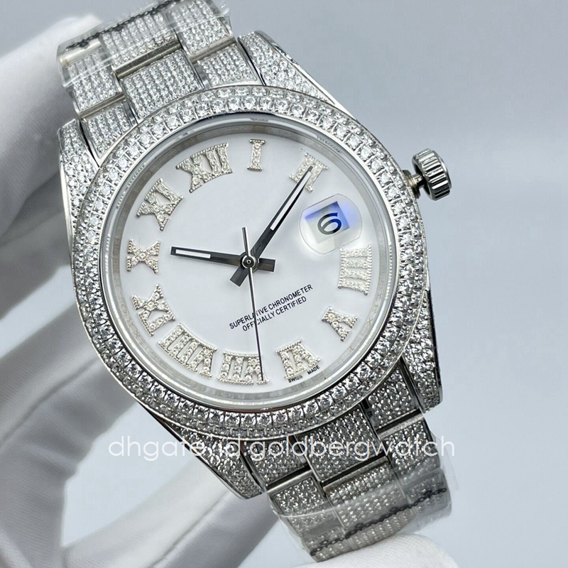 Mechanical Watches Fashion Business Silver Mens Watch Datejust 126334 Ice Out Diamond Watch Sapphire Glass white Roman Numerals dial 41mm automatic movement
Mechanical Watches Fashion Business Silver Mens Watch Datejust 126334 Ice Out Diamond Watch Sapphire Glass white Roman Numerals dial 41mm automatic movement
