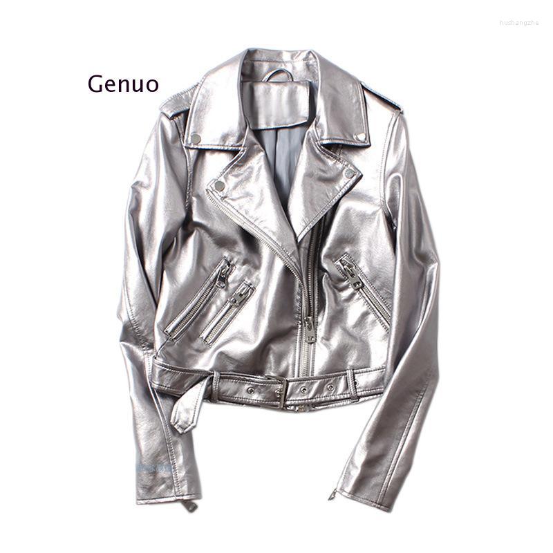 Women' Leather Spring Silver Jacket Women Washed Pu Rivets With Belt Bomber Motorcycle Biker Coat, Sliver
Women' Leather Spring Silver Jacket Women Washed Pu Rivets With Belt Bomber Motorcycle Biker Coat, Sliver