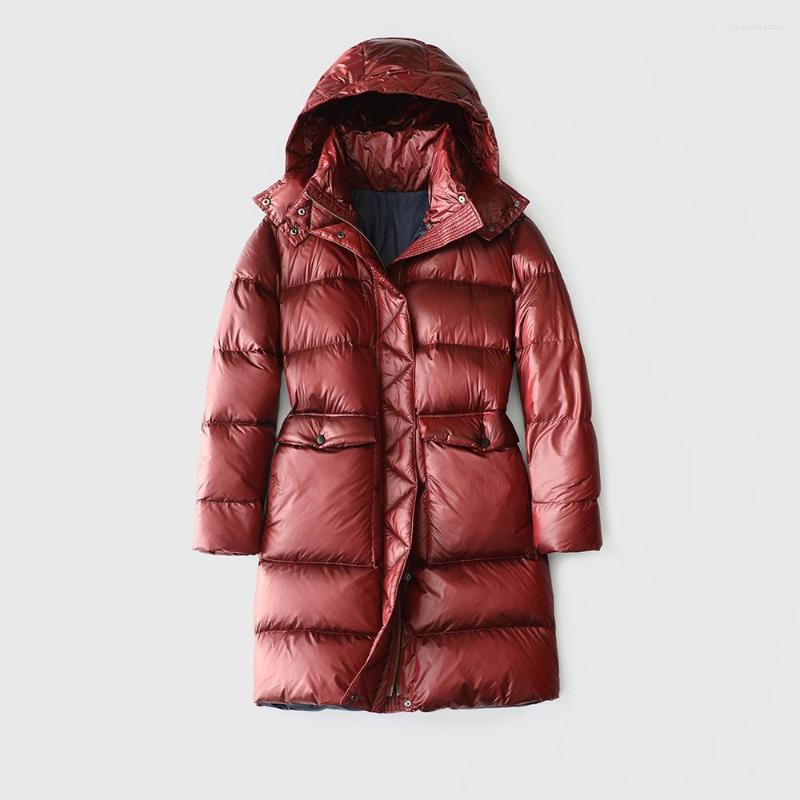 Women's Down CYC 2022FW FASHION LONG LEATHER WOMENS WHITE DUCK COATS